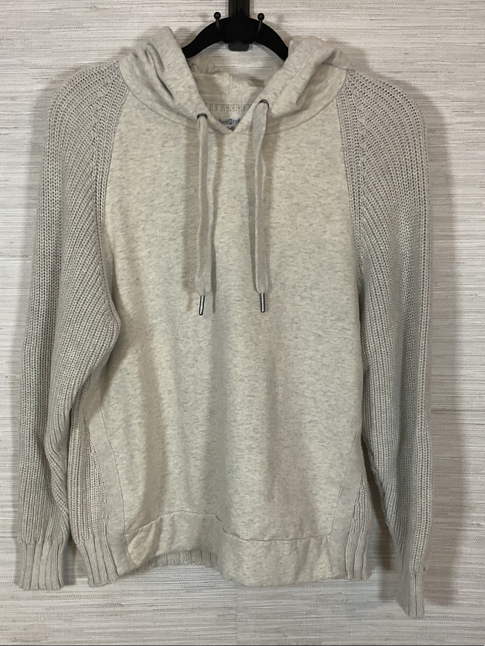 Carbon 2 Cobalt Mixed Media Sweater Hoodie Heathered Oatmeal Medium